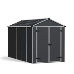 Canopia Rubicon Casetta Da Giardino in Policarbonato Ultra Resistente 378X185X217 cm Grigio Scuro- Casette Da Giardino Piccole