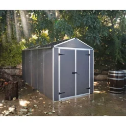 Canopia Rubicon Casetta Da Giardino in Policarbonato Ultra Resistente 378X185X217 cm Grigio Scuro- Casette Da Giardino Piccole