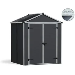 Canopia Rubicon Casetta Da Giardino in Policarbonato Ultra Resistente 154X185X217 cm Grigio Scuro- Casette Da Giardino Piccole