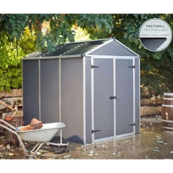 Canopia Rubicon Casetta Da Giardino in Policarbonato Ultra Resistente 229X185X217 cm Grigio Scuro- Casette Da Giardino Piccole