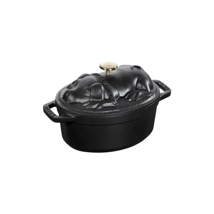 Staub Cocotte Ovale Maialino 17 cm Nera in Ghisa- Cocotte Ovali