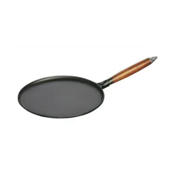 Staub Crepiera 28 cm Nera in Ghisa- Set Fonduta E Crepiere
