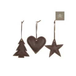 Edelman Cuore Stella Albero In Cuoio Cioccolato. Pezzo Singolo- Palline Di Natale|Addobbi Per Albero Di Natale