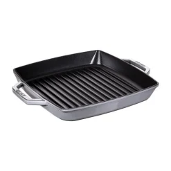Staub Griglia 2 Manici 28 x 28 cm Grigia Graphite in Ghisa- Bistecchiere Griglie E Gratelle