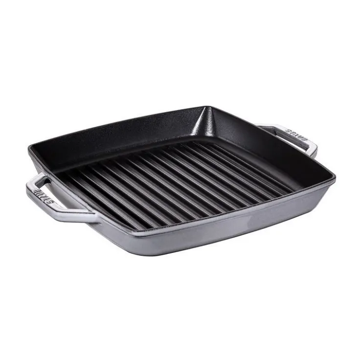 Staub Griglia 2 Manici 28 x 28 cm Grigia Graphite in Ghisa- Bistecchiere Griglie E Gratelle