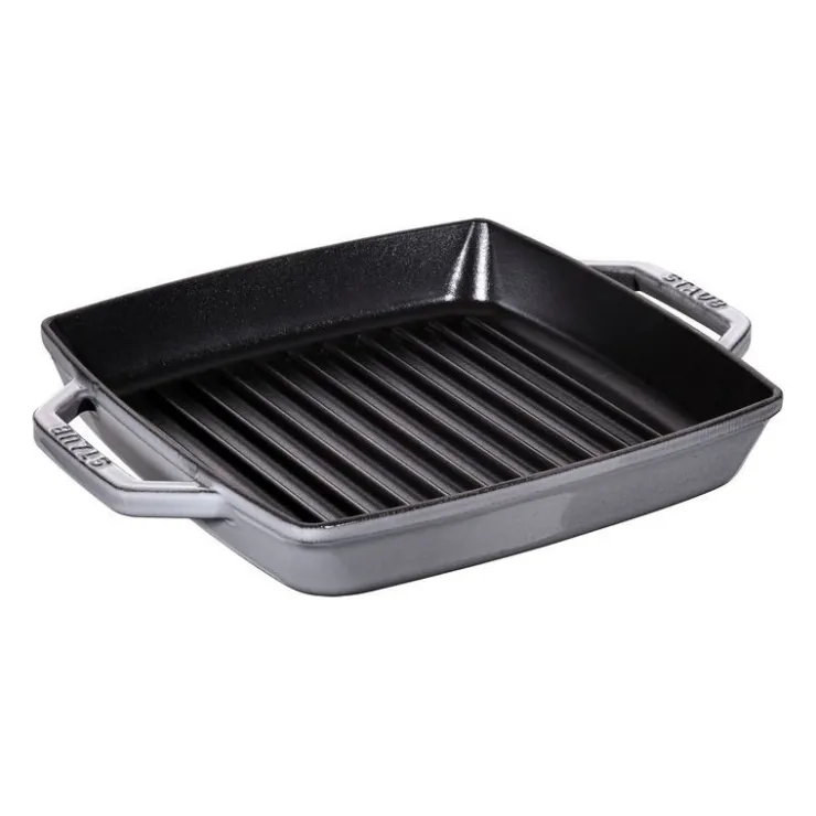 Staub Griglia 2 Manici 23 x 23 cm Grigia Graphite in Ghisa- Bistecchiere Griglie E Gratelle