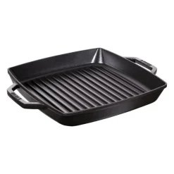 Staub Griglia 2 Manici 28 x 28 cm Nero in Ghisa- Bistecchiere Griglie E Gratelle