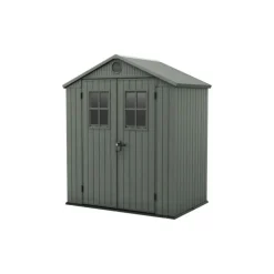 Keter Casetta da Giardino in Resina DARWIN 6x4 Green con Finestre Frontali- Casette In Resina Keter|Casette Da Giardino Piccole