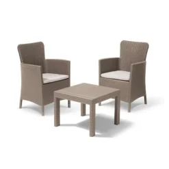 Keter Set 2 Poltrone + Tavolino Aperto SALVADOR BALCONY Cappuccino- Sedie E Poltrone Da Giardino|Sedie E Poltrone Da Giardino