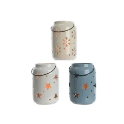 Kaemingk Lanterna in Ceramica Luminose Dim. 15x15x22.5 cm. Pezzo Singolo- Complementi D'Arredo|Oggetti Per La Tavola