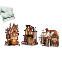 Lemax Starter Pack con Neve in Omaggio - Devaney's Bakery, Tannenbaum Christmas Shoppe, Lucy's Chocolate Shop- Edifici Illuminati|Lemax Best Buy