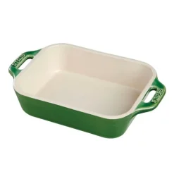 Staub Pirofila Gratin Rettangolare 26 x 17 cm Verde Basilico in Ceramica- Piatti Pirofile E Vassoi