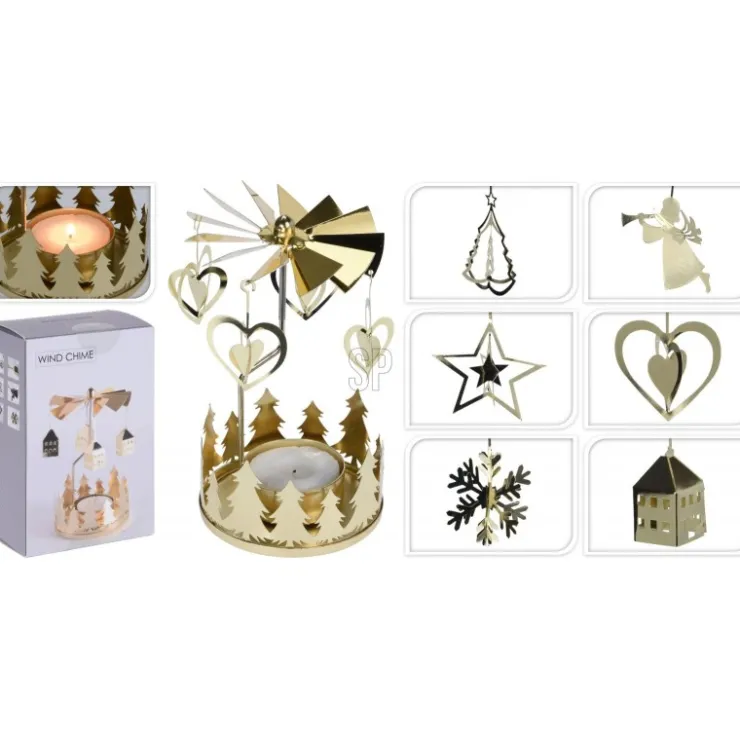 Koopman Porta Tea Light Girevole Oro. Pezzo Singolo- Complementi D'Arredo|Candele E Accessori