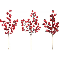 Edelman Ramo con Bacche Rosse 33 cm. Pezzo Singolo.- Complementi D'Arredo|Ghirlande