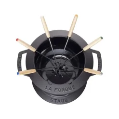 Staub Set Fonduta Gourmet 20 cm Nero in Ghisa- Set Fonduta E Crepiere