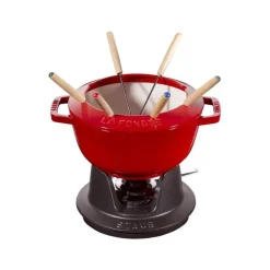 Staub Set Fonduta Gourmet 20 cm Rosso in Ghisa- Set Fonduta E Crepiere