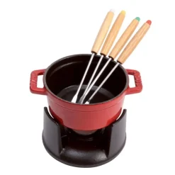 Staub Set Mini Fondute 10 cm Rosso in Ghisa- Set Fonduta E Crepiere