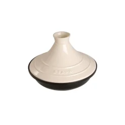 Staub Tajine 28 cm Crema in Ghisa con Coperchio in Ceramica- Wok E Tajine