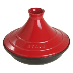 Staub Tajine 28 cm Rosso in Ghisa con Coperchio in Ceramica- Wok E Tajine