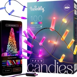 Twinkly CANDIES a Candela Luci di Natale Smart 100 Led RGB II Generazione Cavo Verde- Twinkly Home|Twinkly Strings