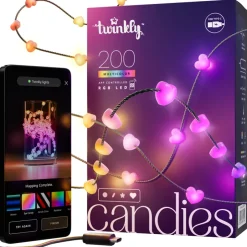 Twinkly CANDIES a Cuore Luci di Natale Smart 200 Led RGB II Generazione Cavo Verde- Twinkly Home|Novità 2024
